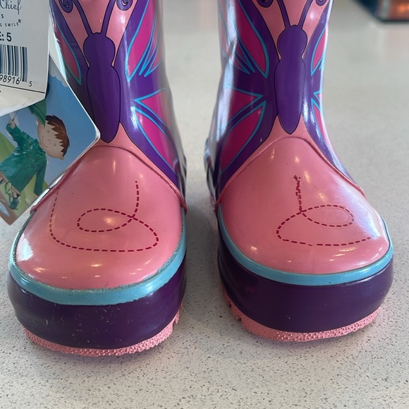 NWT Western Chief Toddler Butterfly Pink Rain Boots Size 5 - Picture 7 of 10